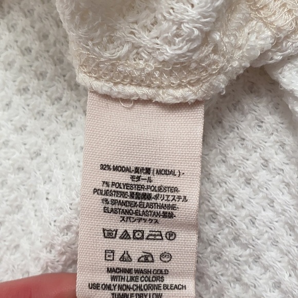 Free People Kate white waffle knit boho off the shoulder tunic top L - Picture 8 of 9